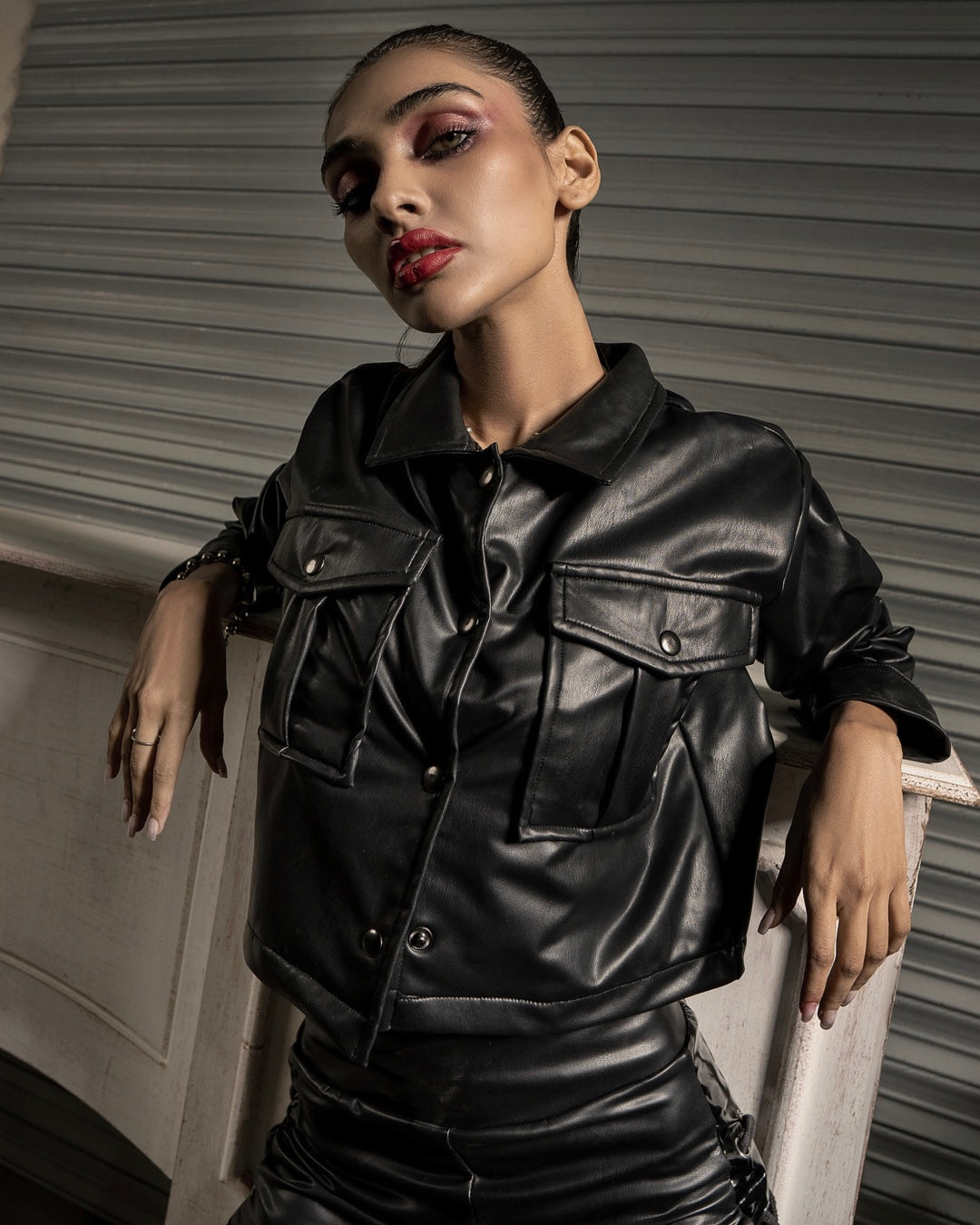 LUXE LEATHER CROPPED JACKET