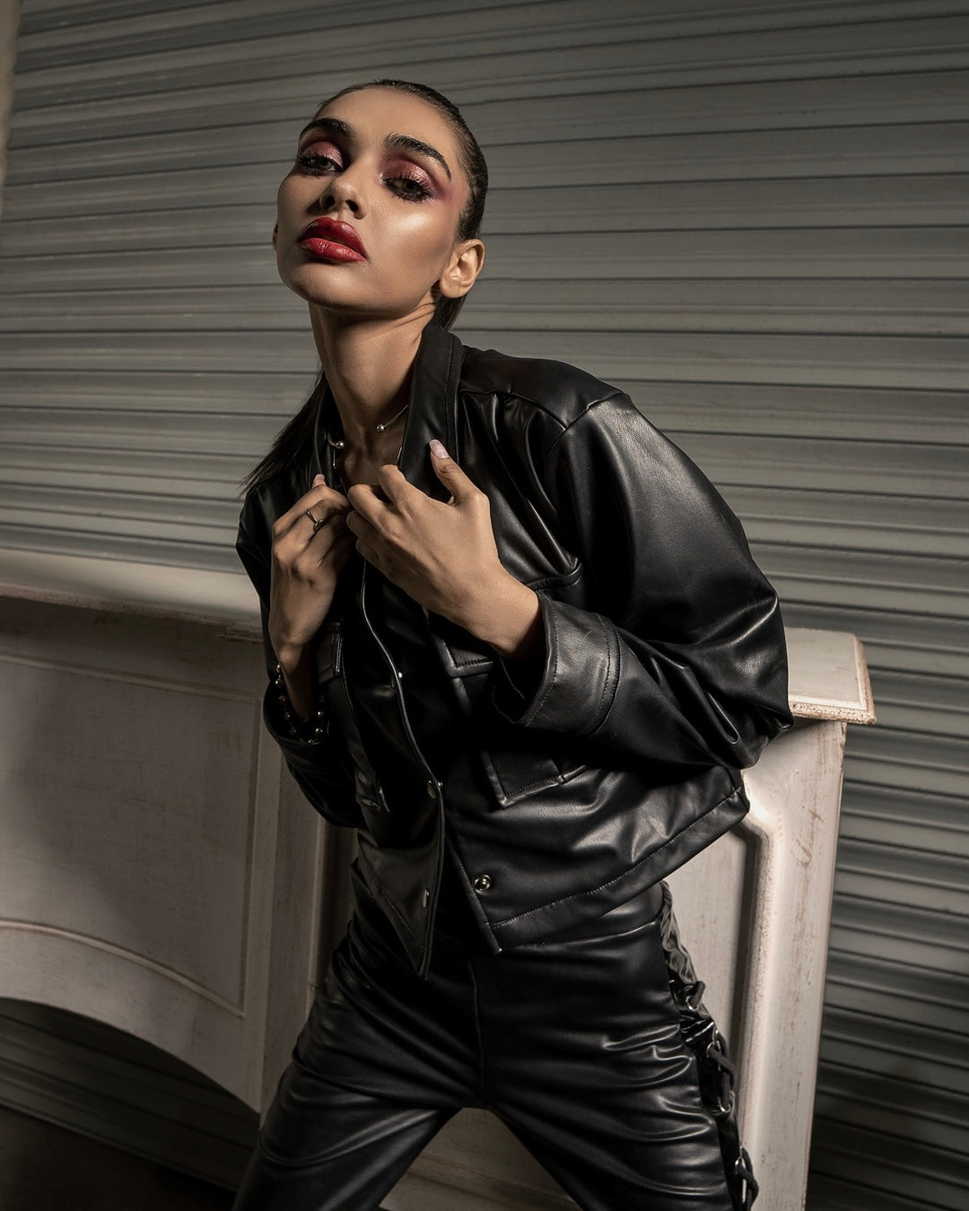 LUXE LEATHER CROPPED JACKET